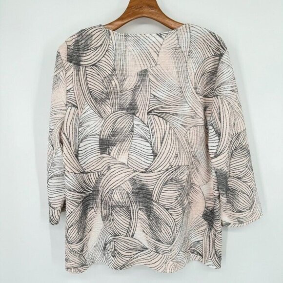 Chico's 2 Easywear womens knit Cardigan Jacket pink gray Crinkle size large - Picture 11 of 11